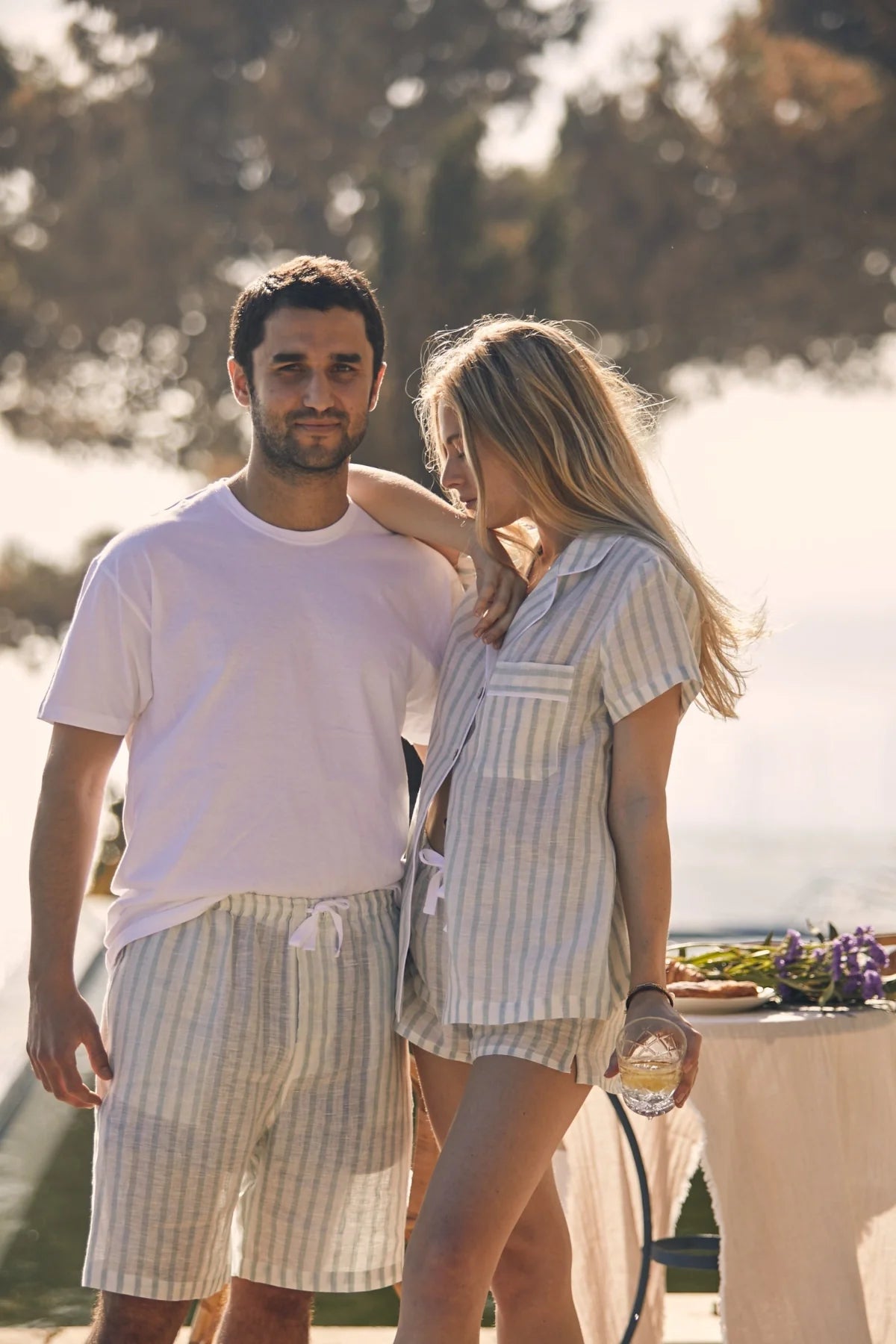 Bermuda Man Linen Green Stripes