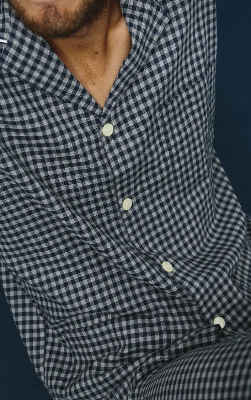 Long Navy and Gray Check Pajamas