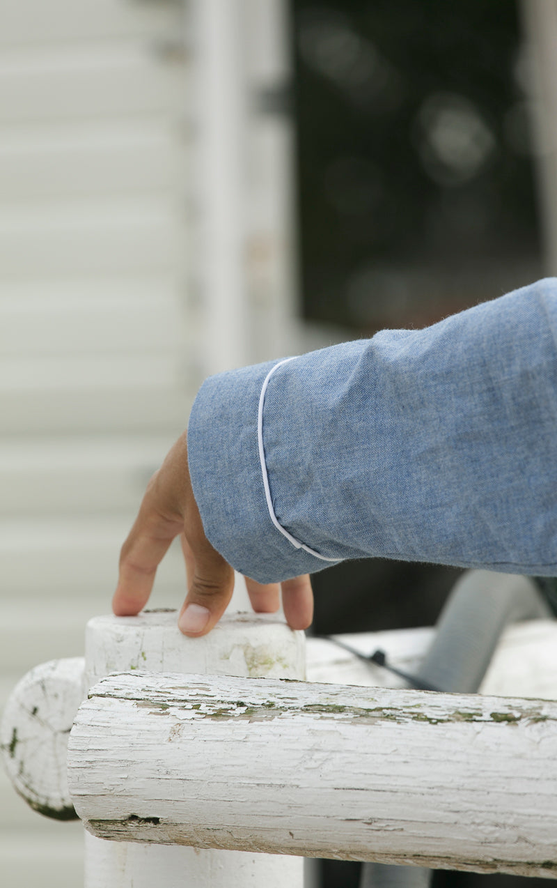 Blue Herringbone Men's Pajamas