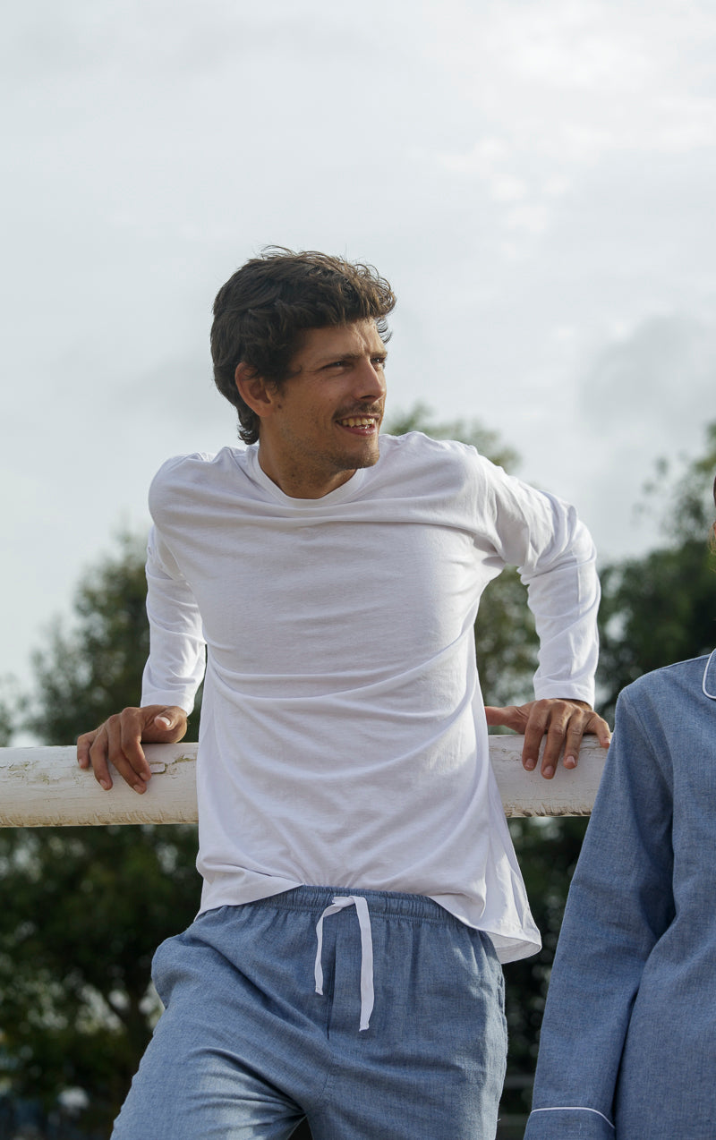 Pantalon homme bleu à chevrons