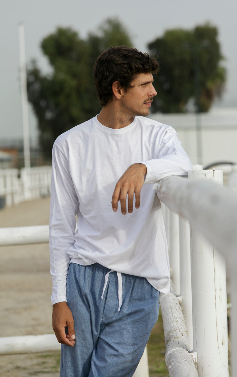 Pantalon homme bleu à chevrons