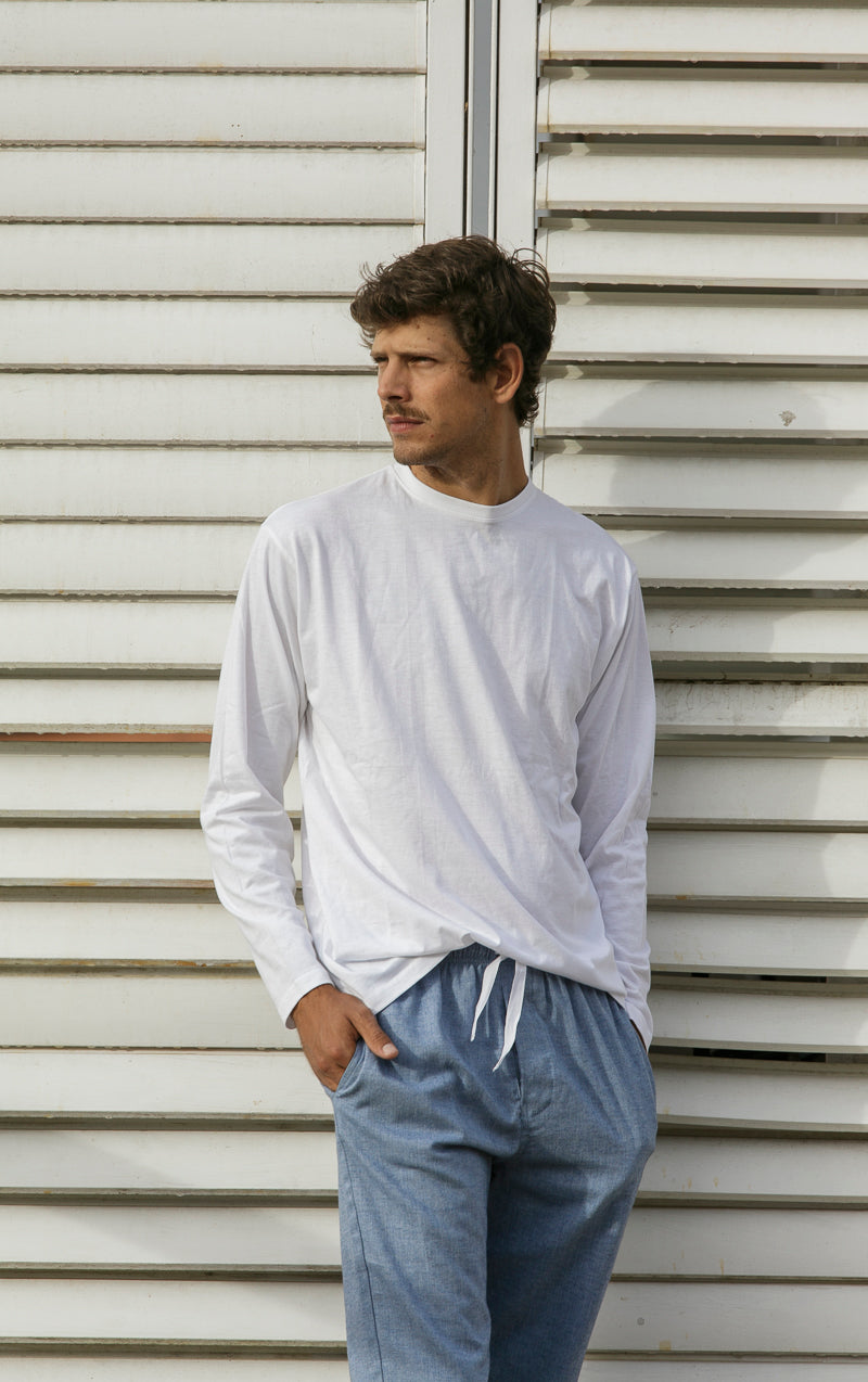 Pantalon homme bleu à chevrons