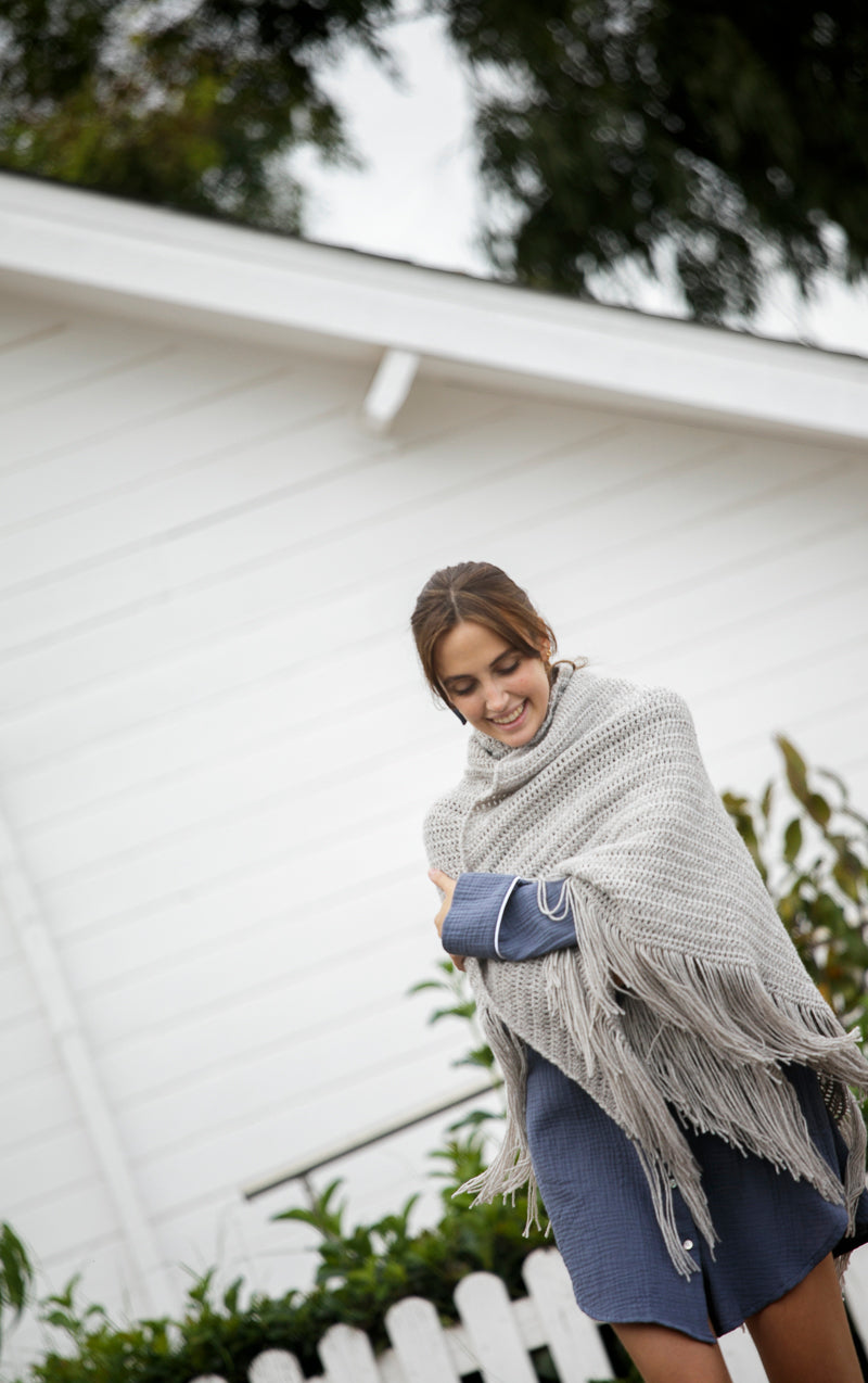 Stone merino wool shawl