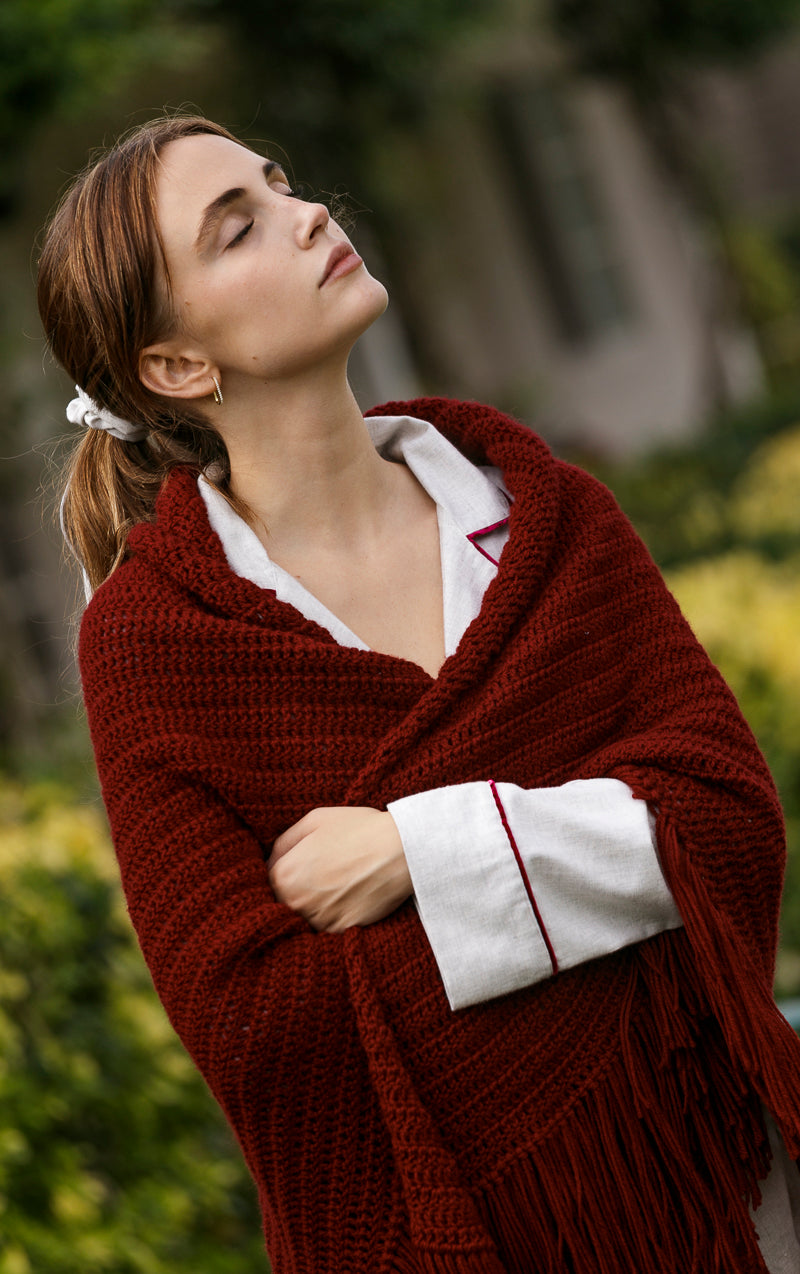 Chal lana merino burdeos