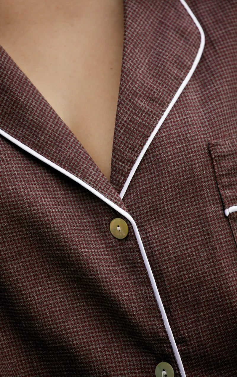 Pijama Mujer pata de gallo burdeos