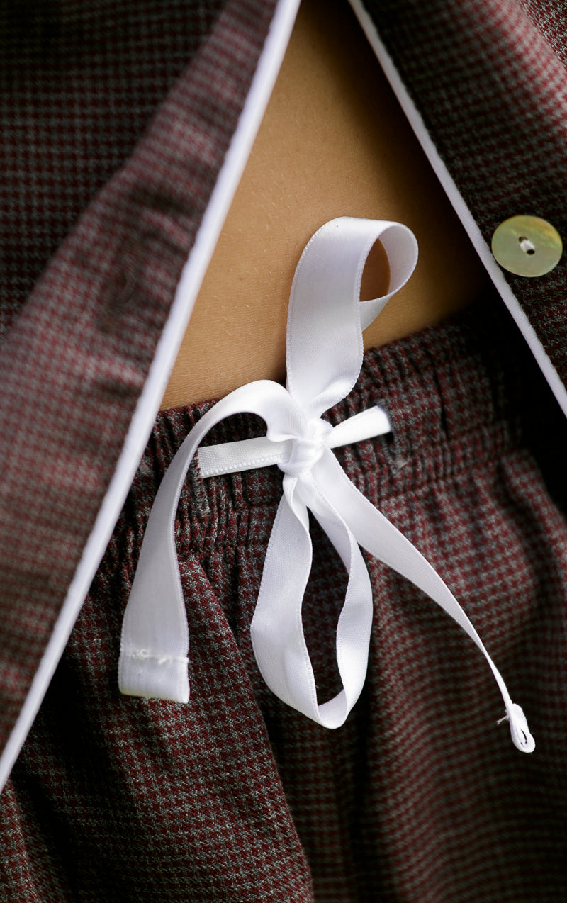 Pijama Mujer pata de gallo burdeos