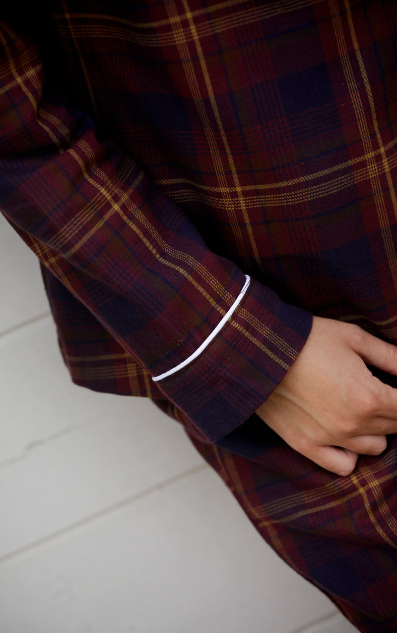Pyjama à col fumeur tartan