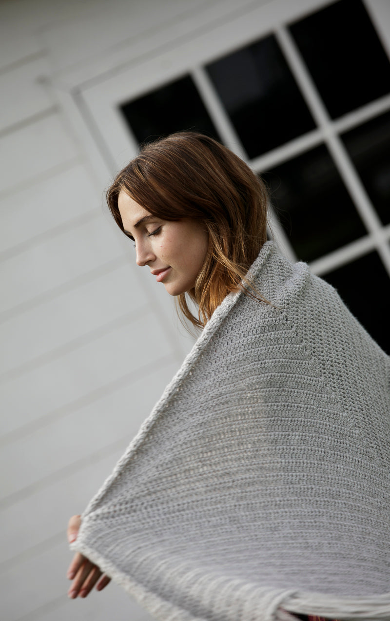 Stone merino wool shawl