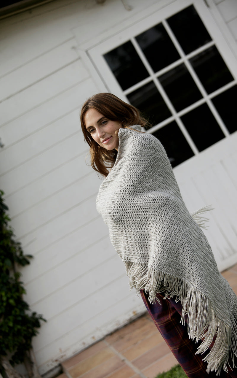 Stone merino wool shawl