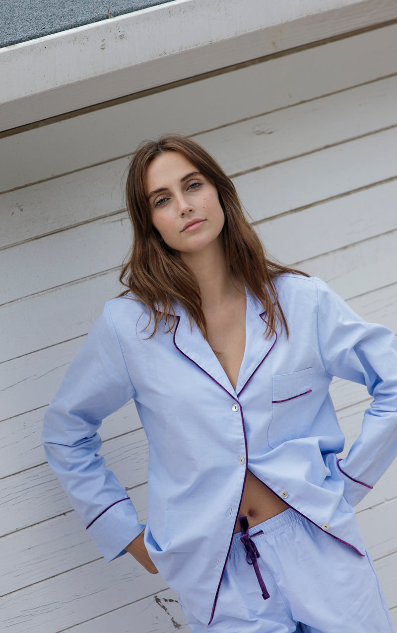 Pijama Mujer Oxford Azul vivo Morado