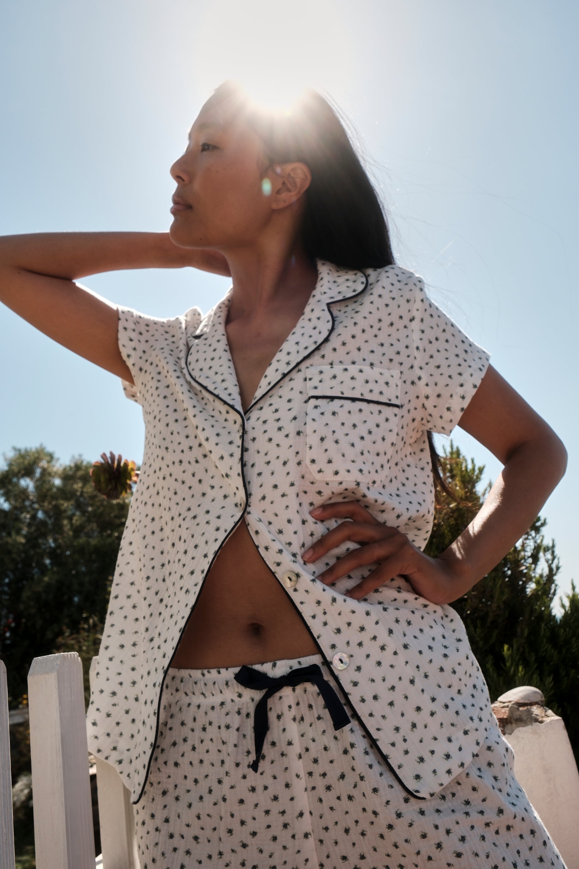 Pijama Corto Bambula Flores Silvestres