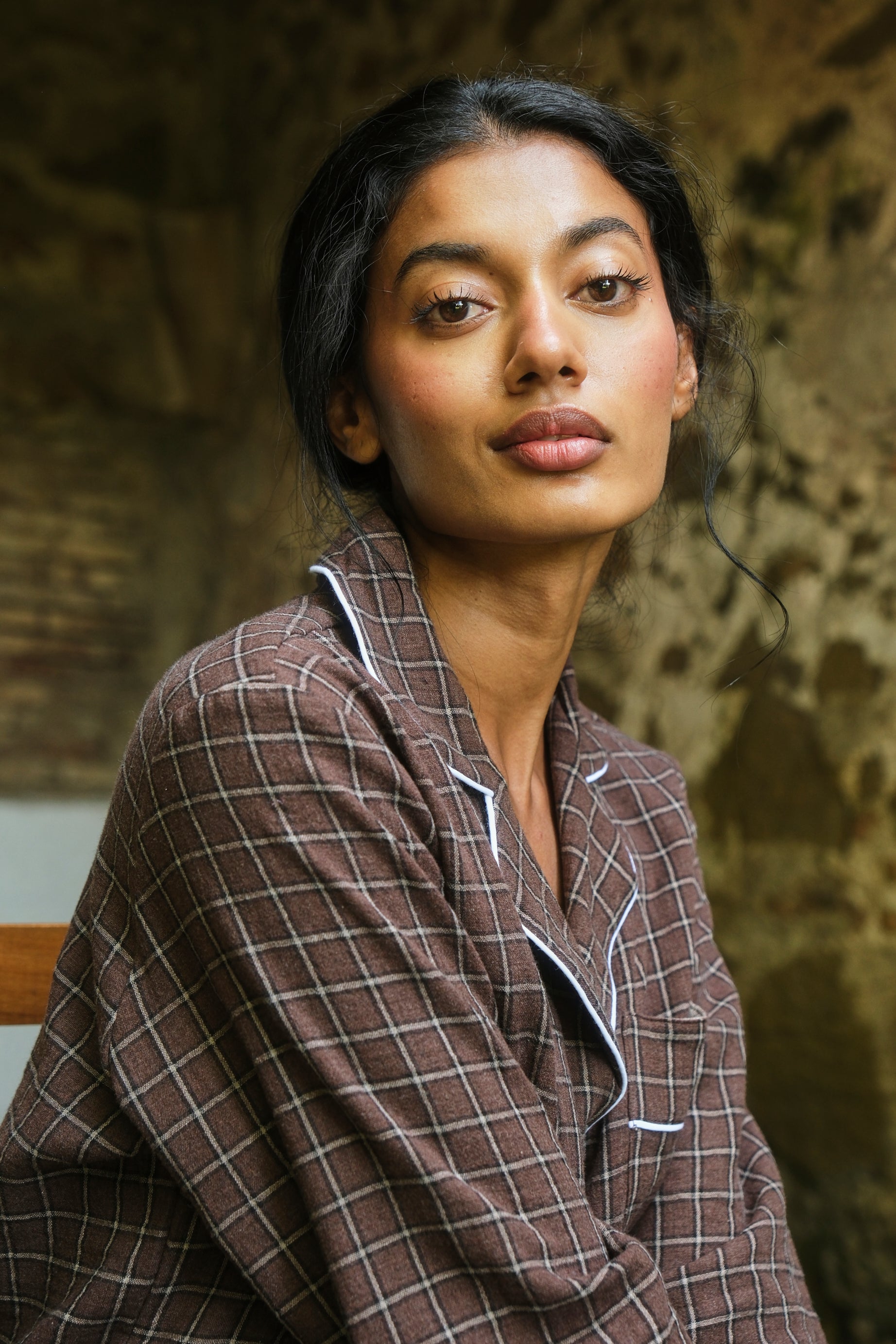 Pijama Mujer Plaid Brown