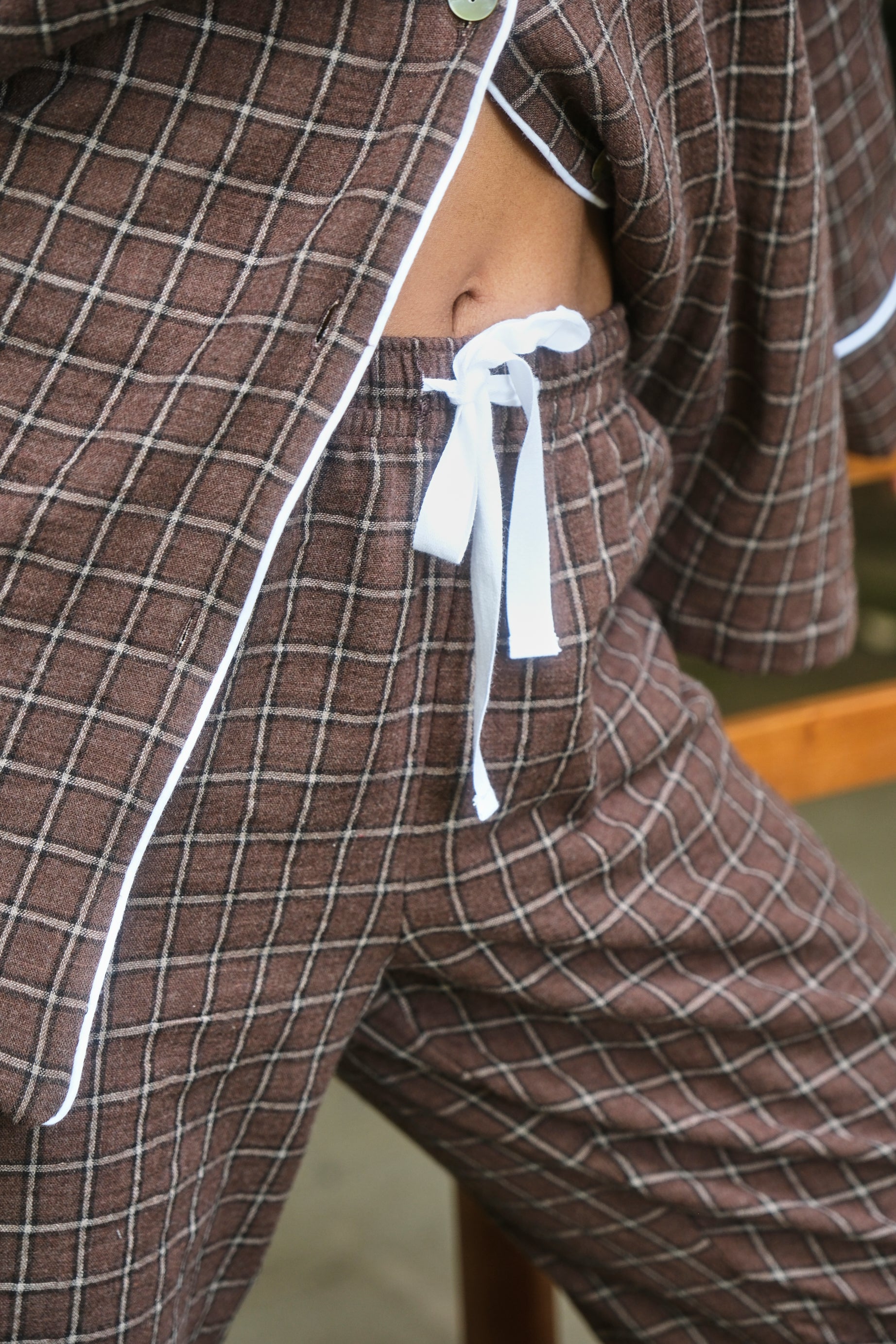 Pijama Mujer Plaid Brown