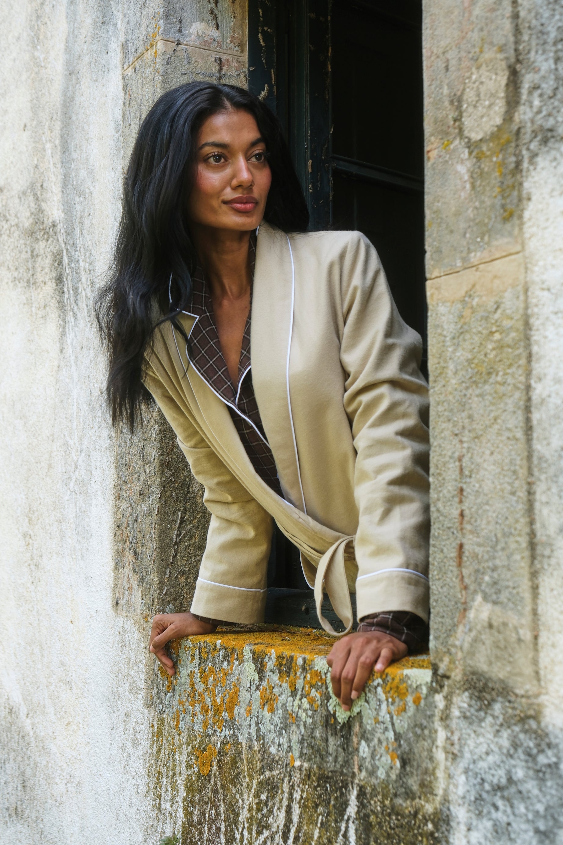 Pijama Mujer Plaid Brown