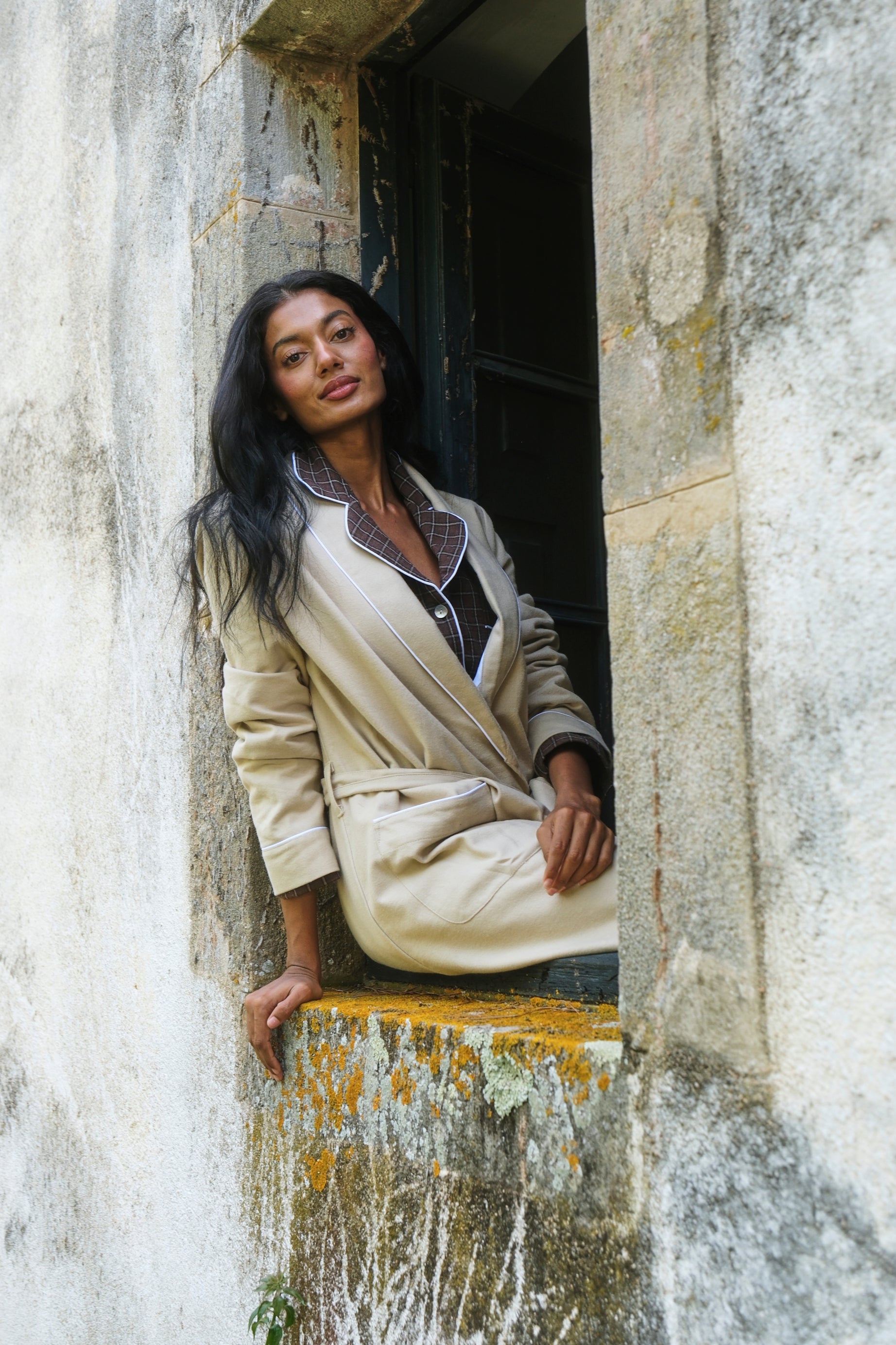 Pijama Mujer Plaid Brown