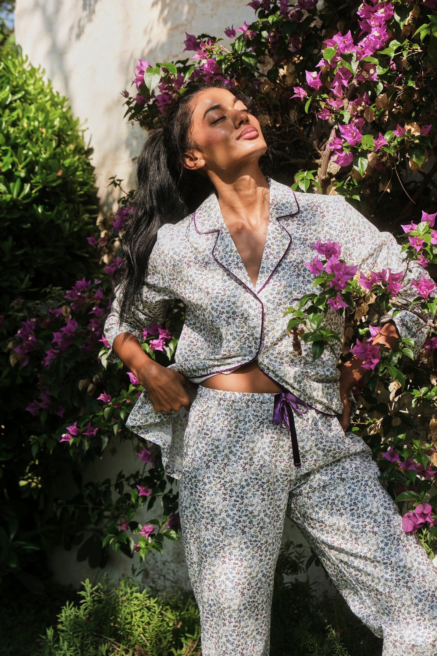 Pijama Mujer Flores moradas