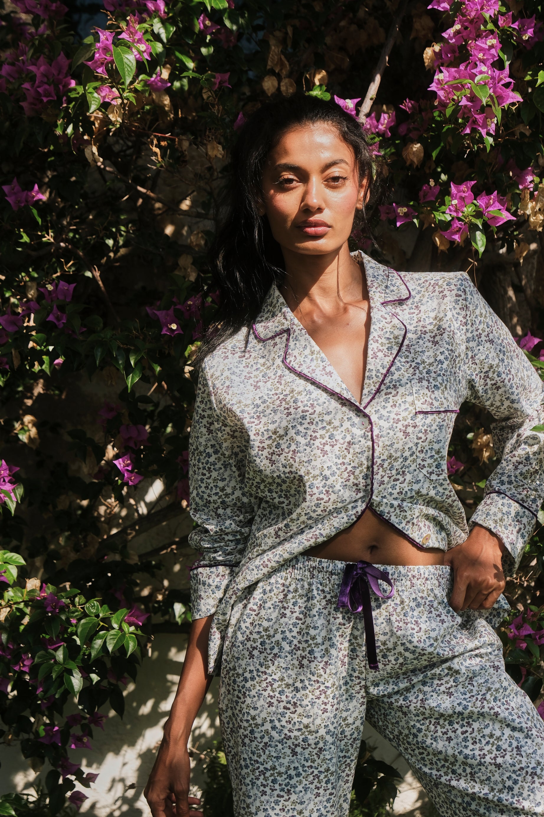 Pijama Mujer Flores moradas