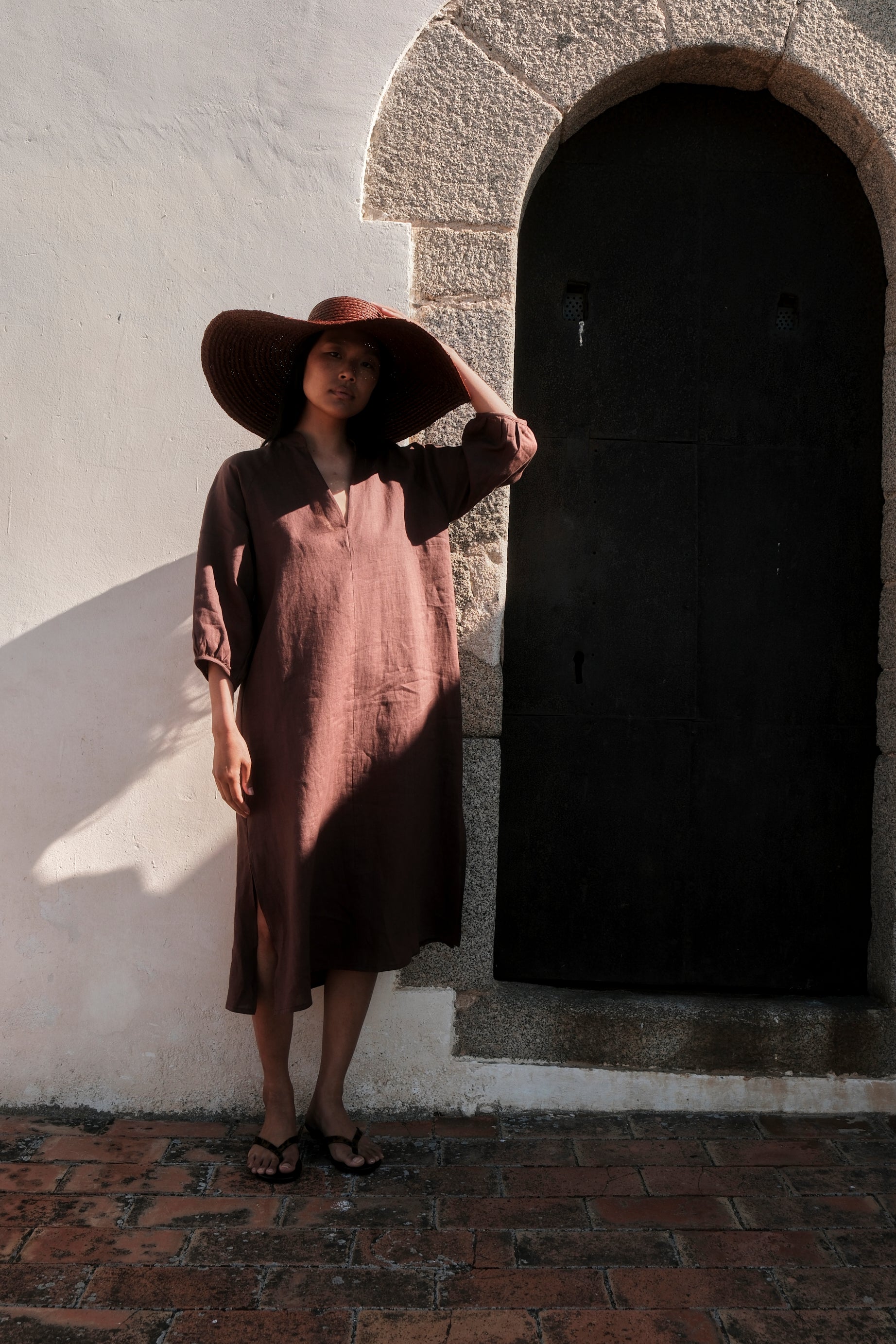 Vestido Lino Dark Brown