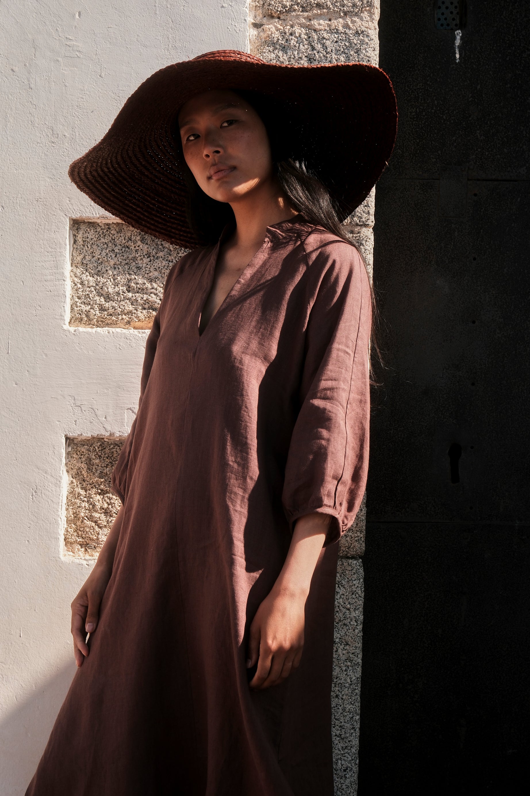 Vestido Lino Dark Brown