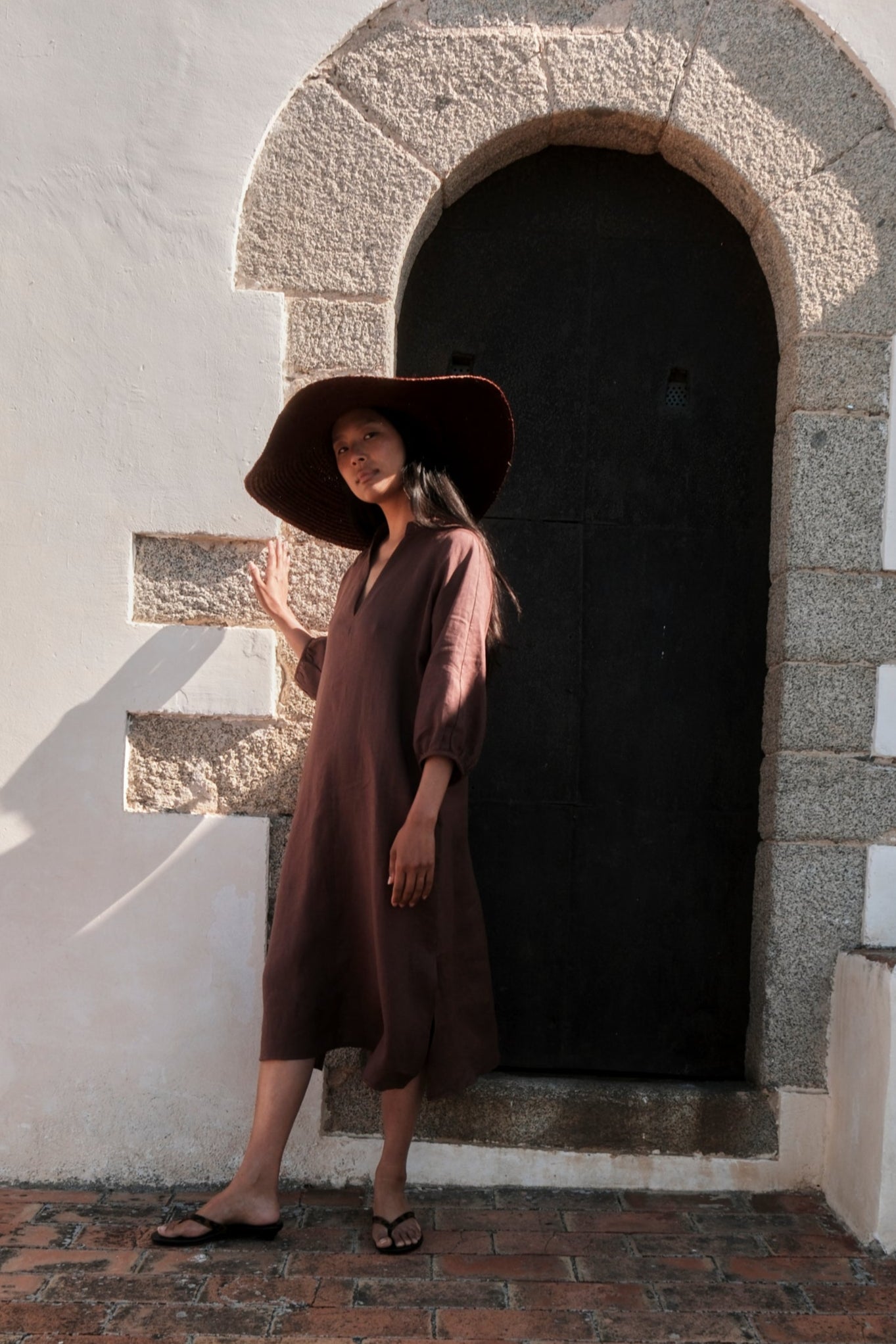 Vestido Lino Dark Brown