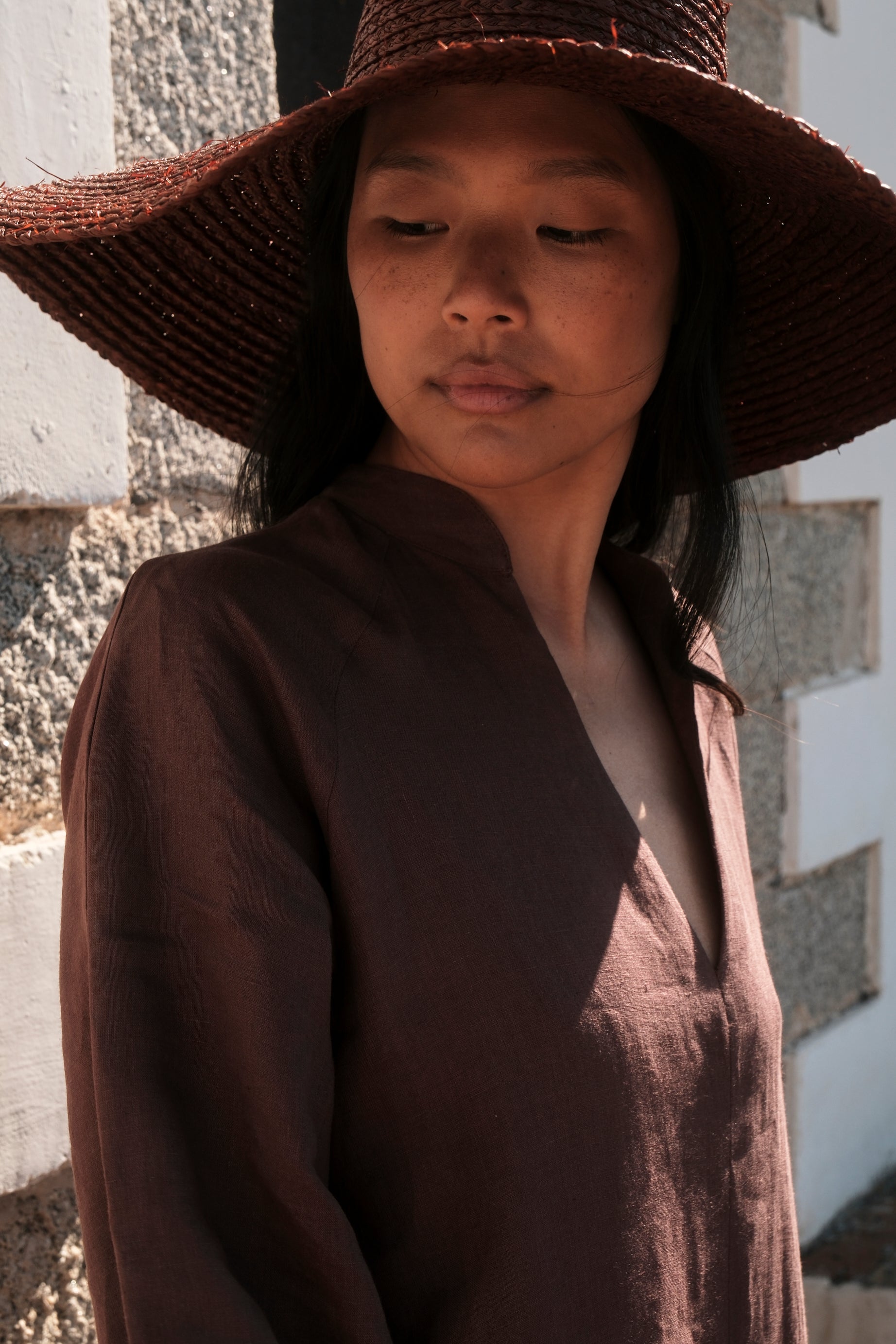 Vestido Lino Dark Brown