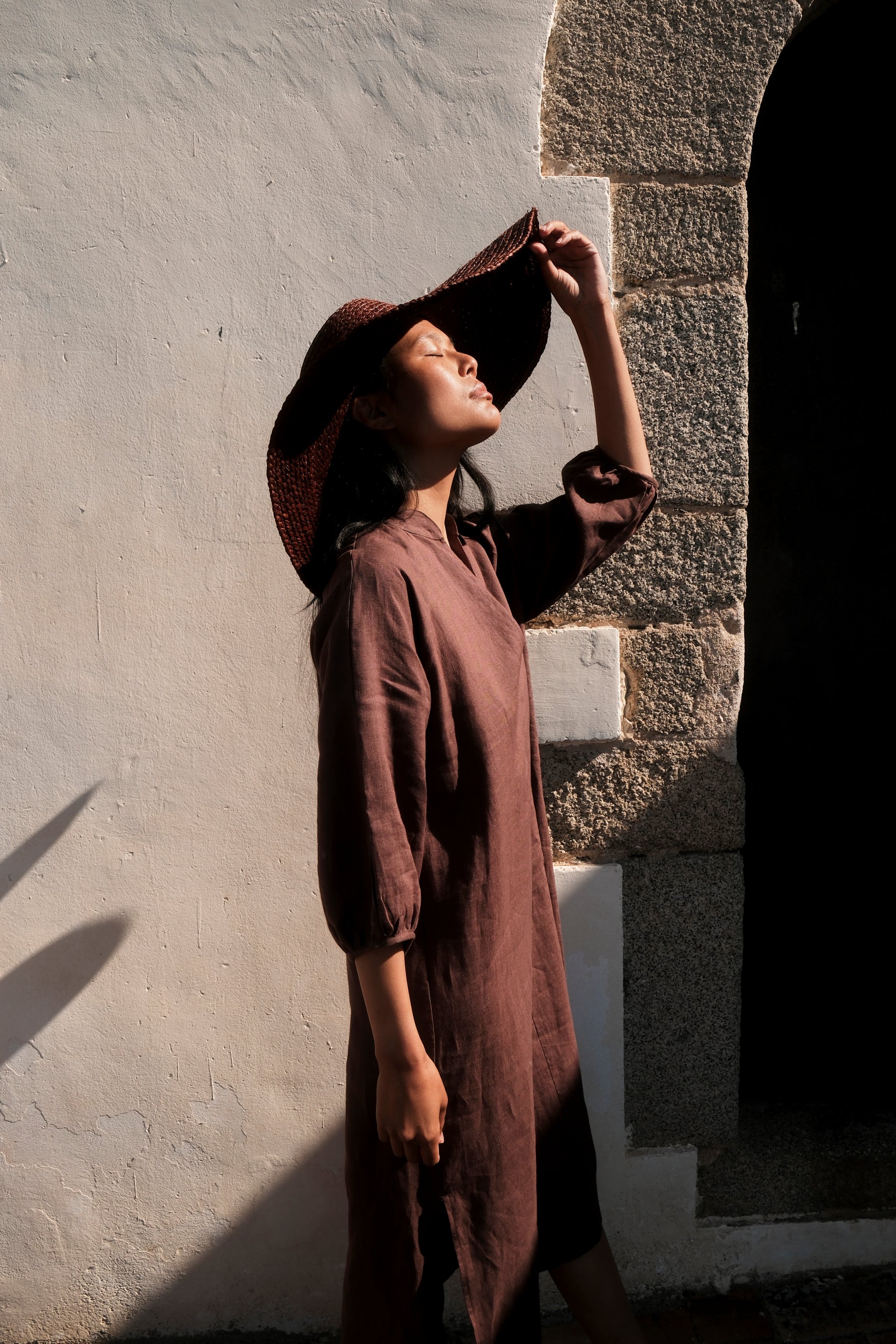 Vestido Lino Dark Brown
