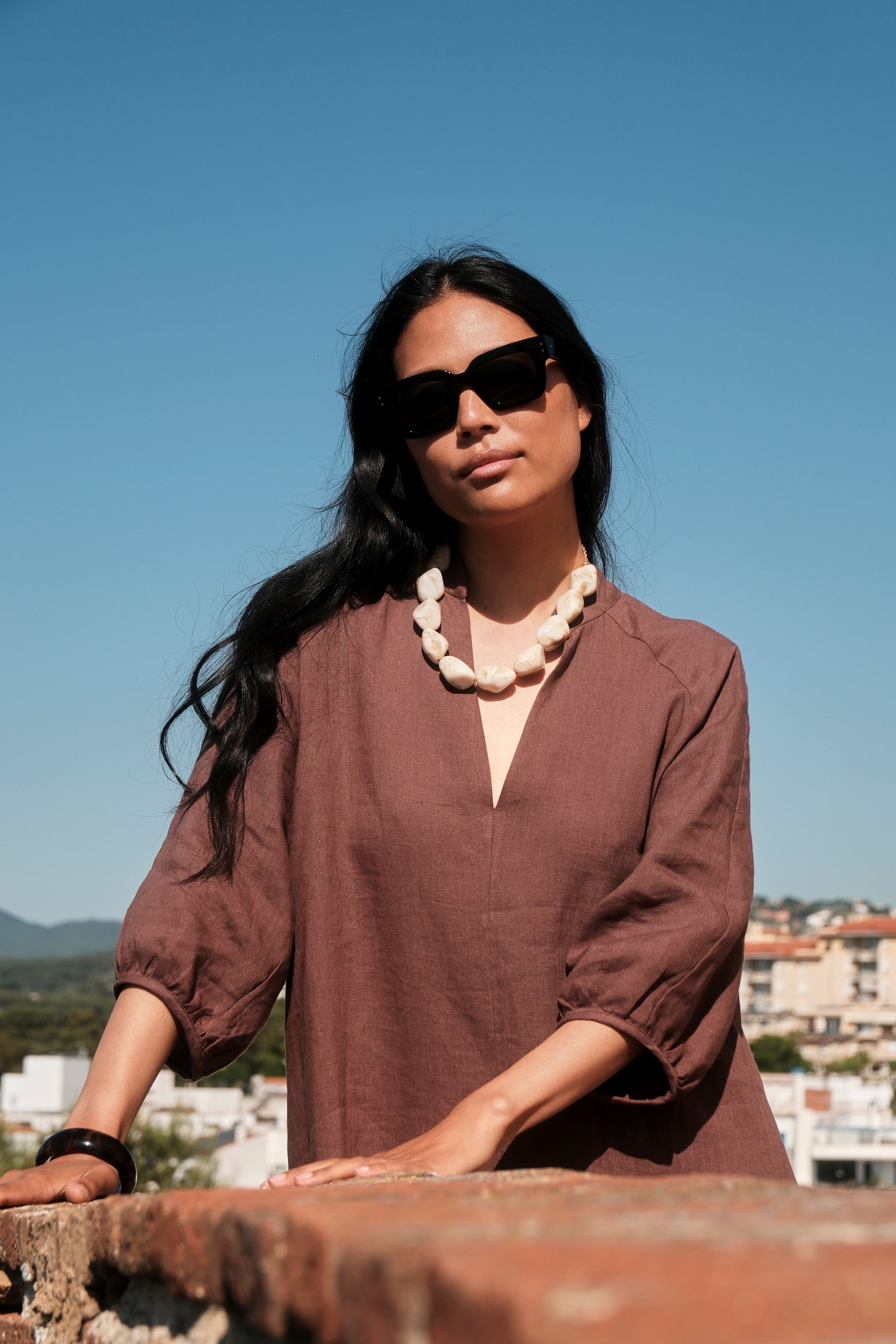 Vestido Lino Dark Brown