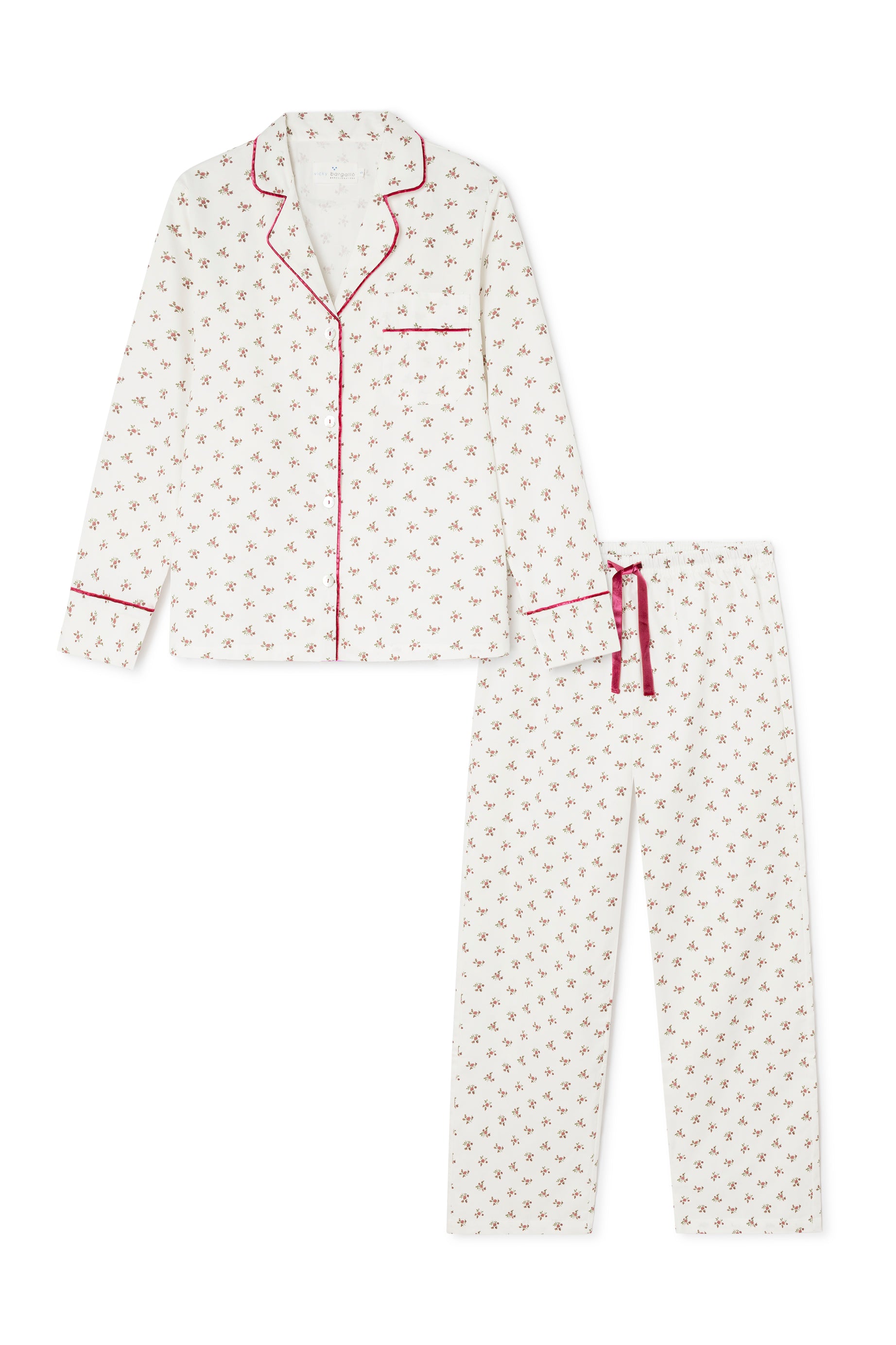 Pijama Mujer Burgundy Flowers