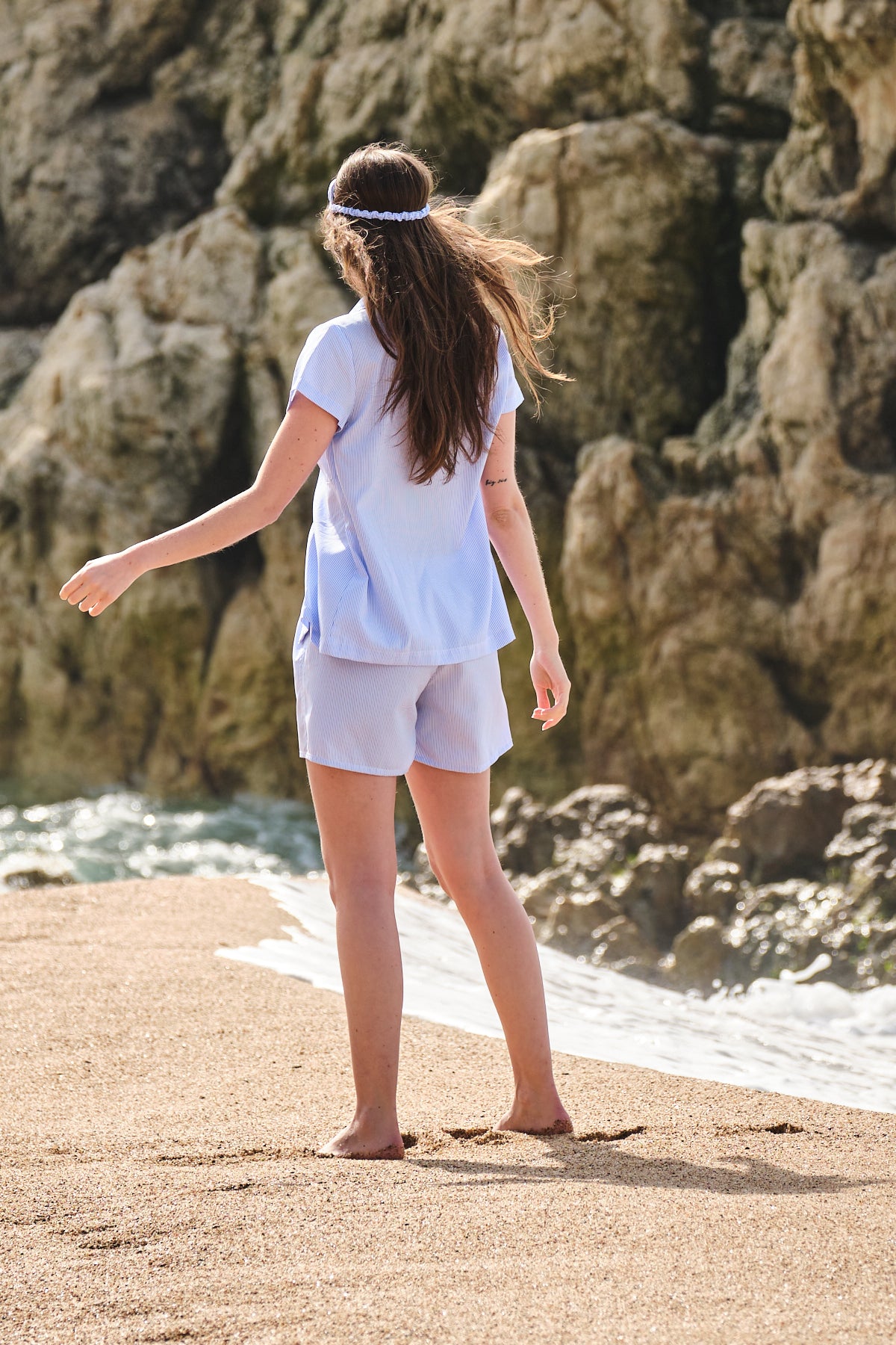 Pyjama court classique à rayures