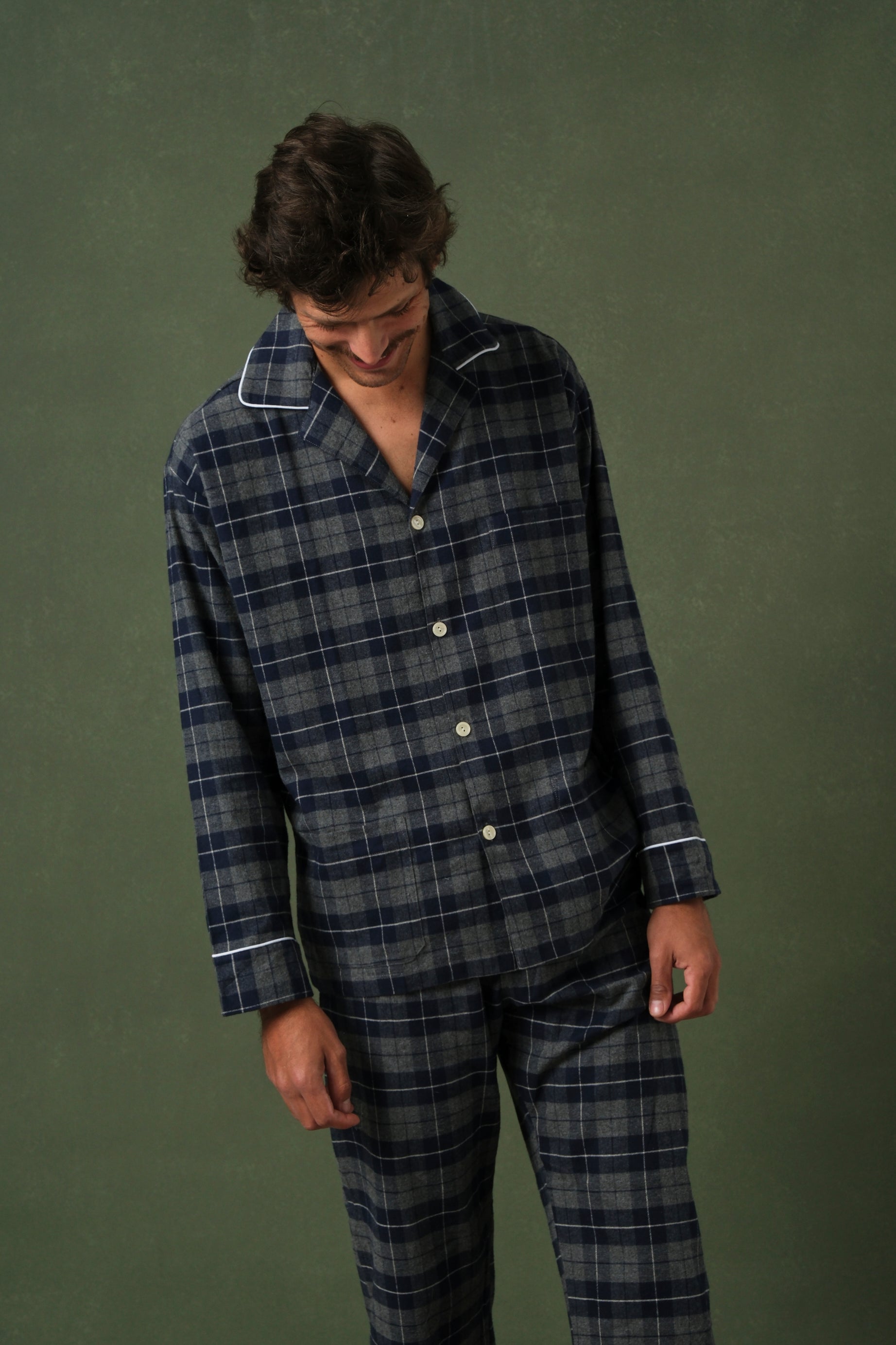 Pijama Hombre Cuadro Escocés Navy