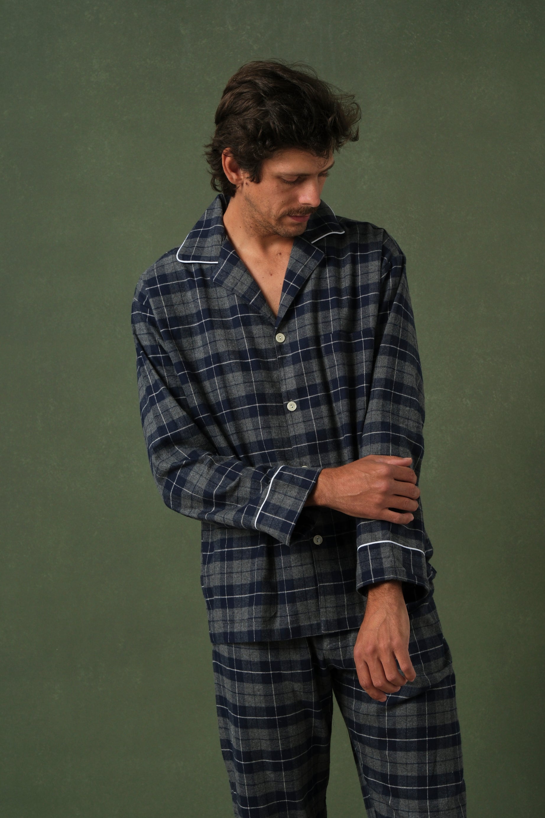 Pijama Hombre Cuadro Escocés Navy