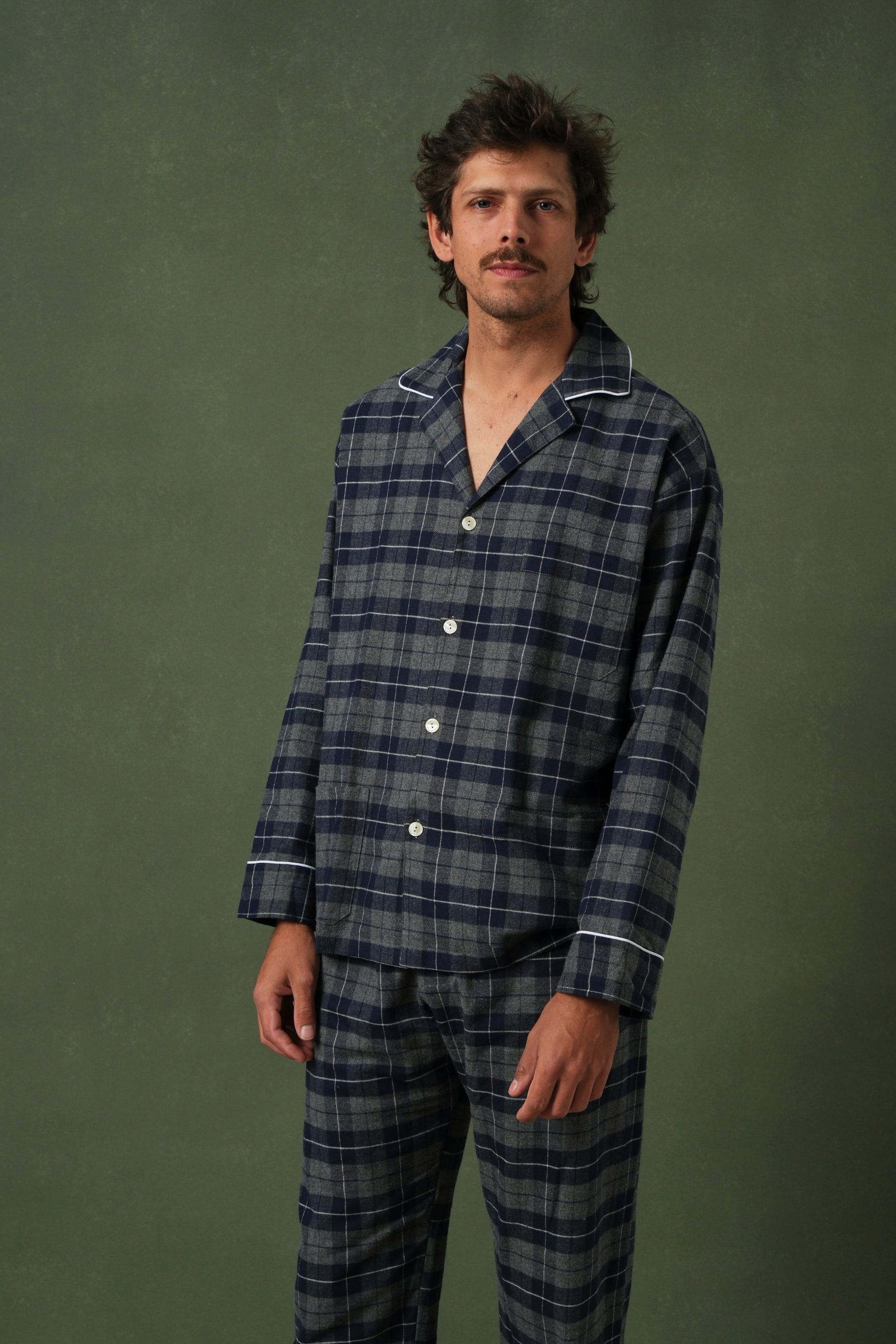 Pijama Hombre Cuadro Escocés Navy