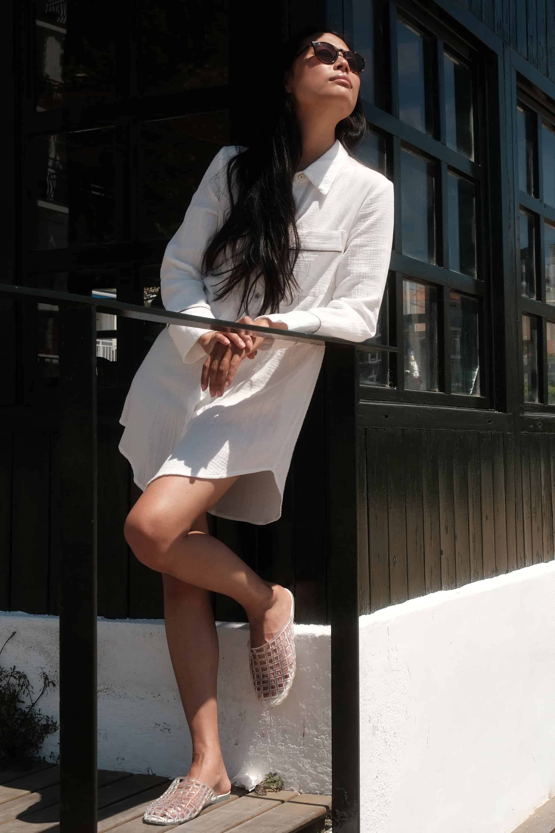 Camisola Bambula Blanco con vivo Tostado