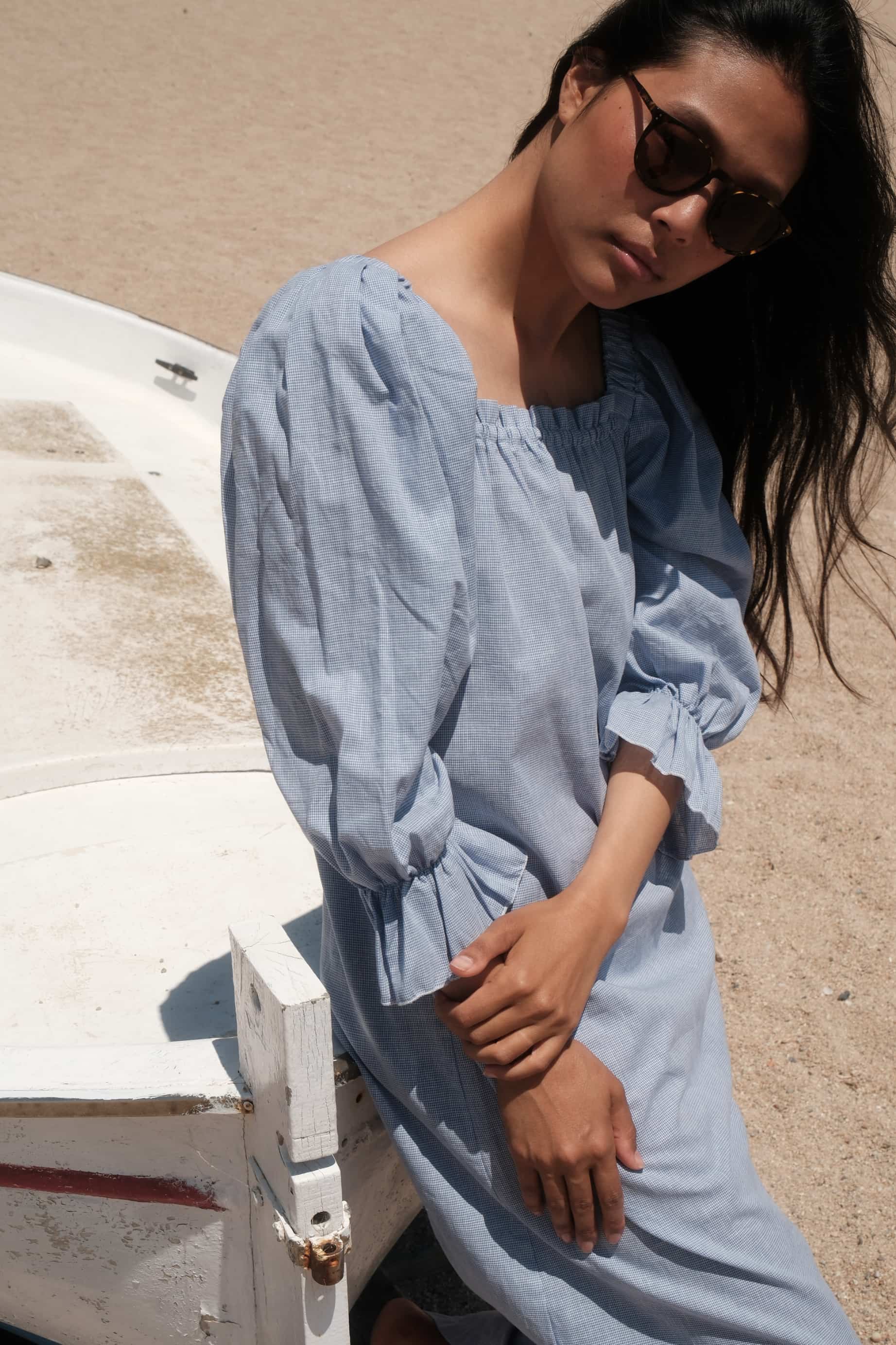 Camisón Manuela pata de gallo azulón