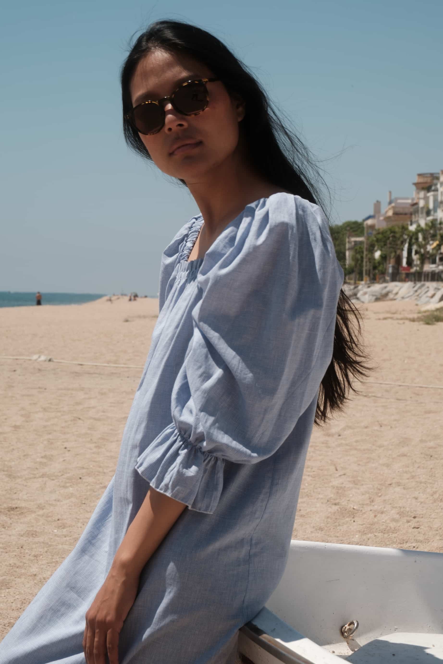 Camisón Manuela pata de gallo azulón