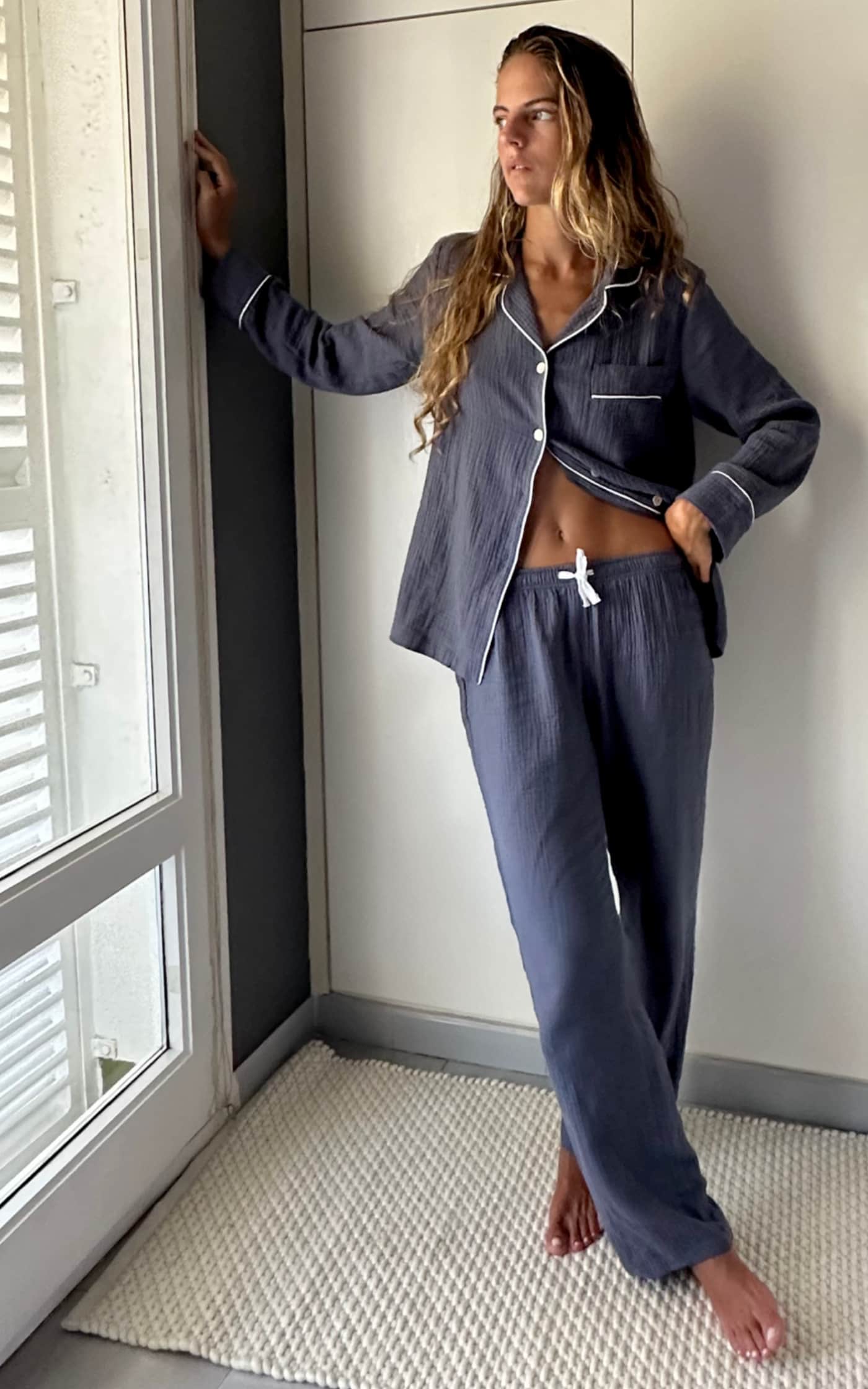 Bambula Women's Long Pajamas Anthracite Gray