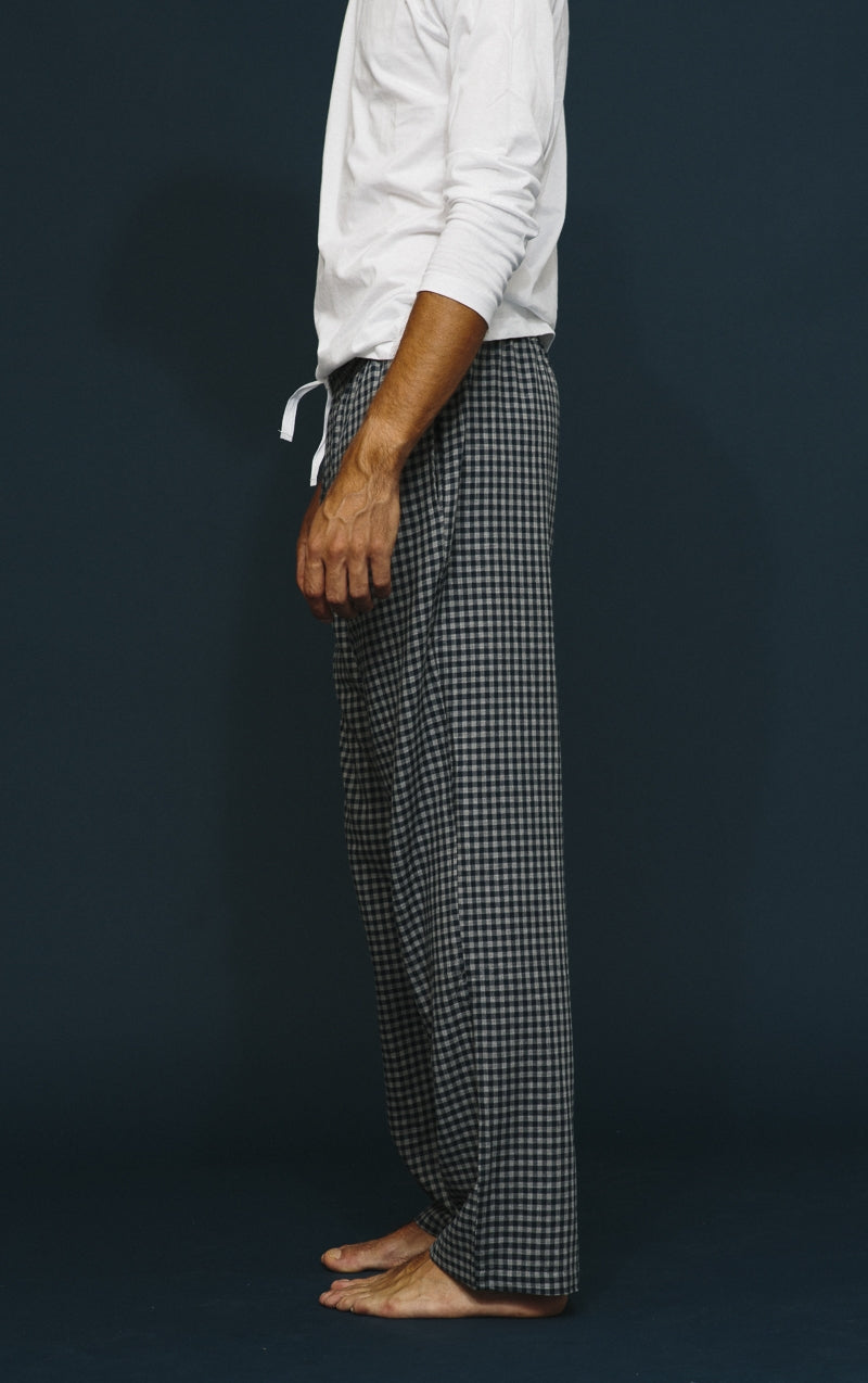 Men's Navy and Gray Check Trousers