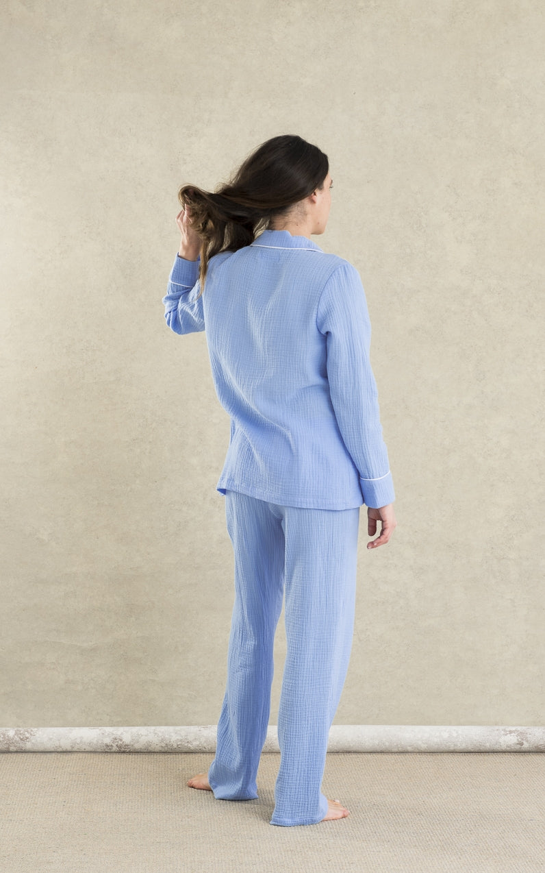 Pijama Largo Mujer Bambula Azulón