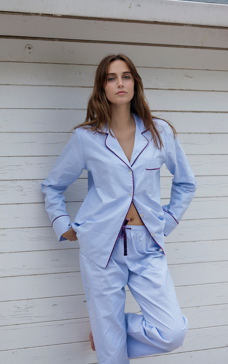 Pyjama Femme Oxford Bleu Vif Violet