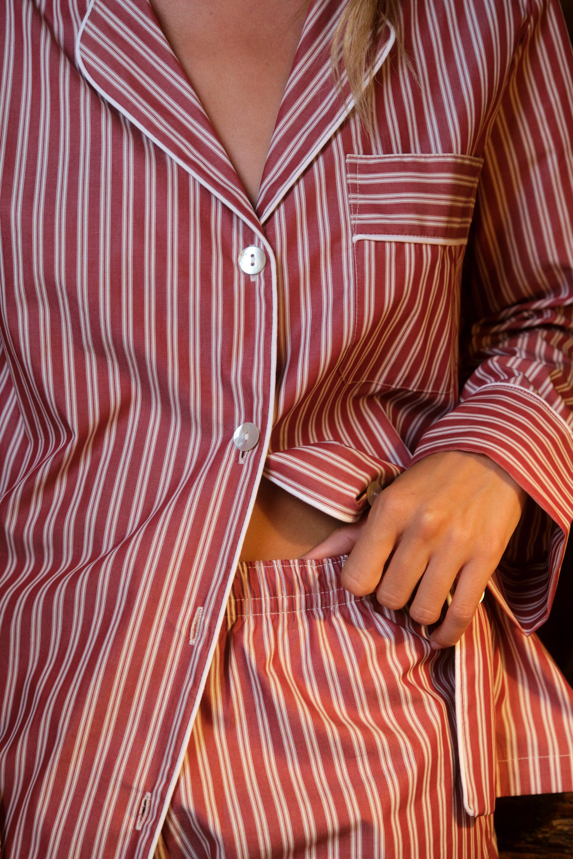 Pijama Mujer Rayas Burgundy