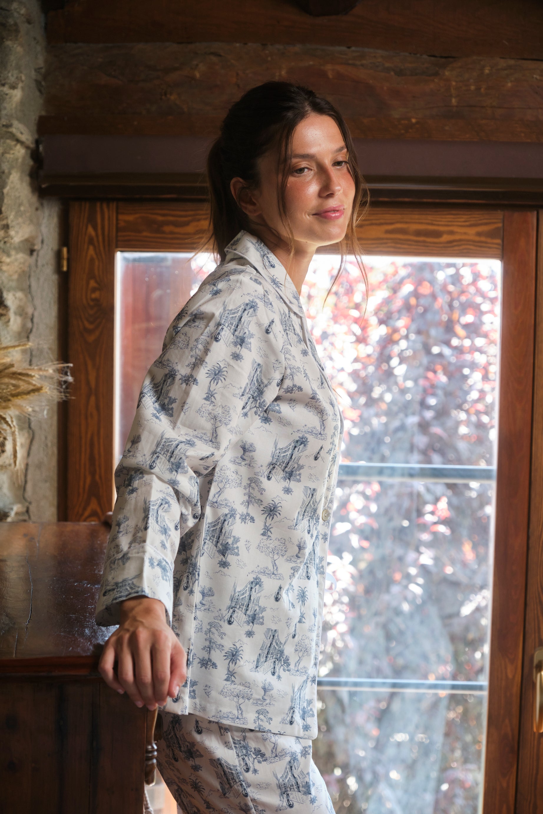Women's Toile de Jouy Blue Pajamas