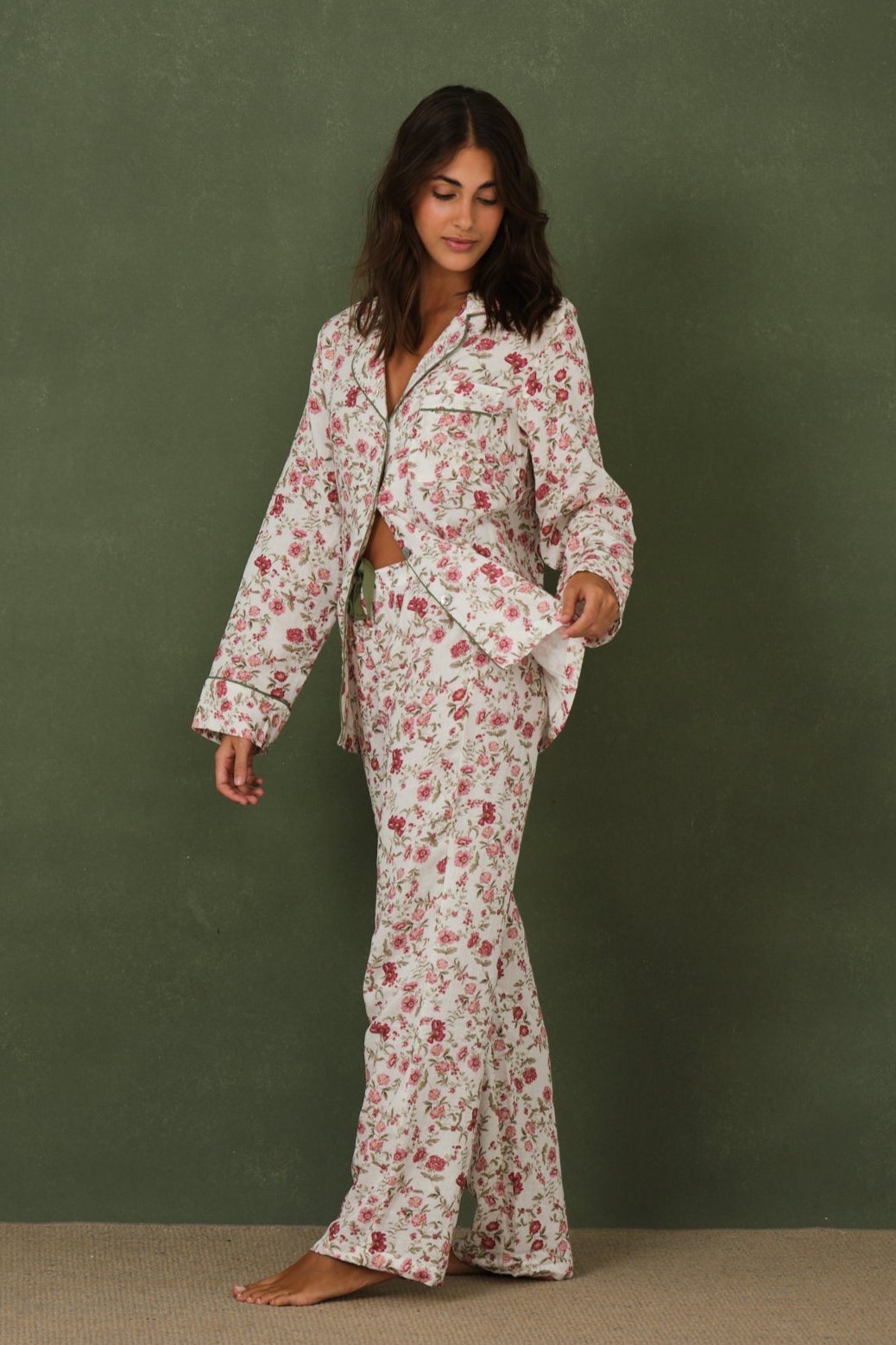 Pyjama Femme Fleur Rouge