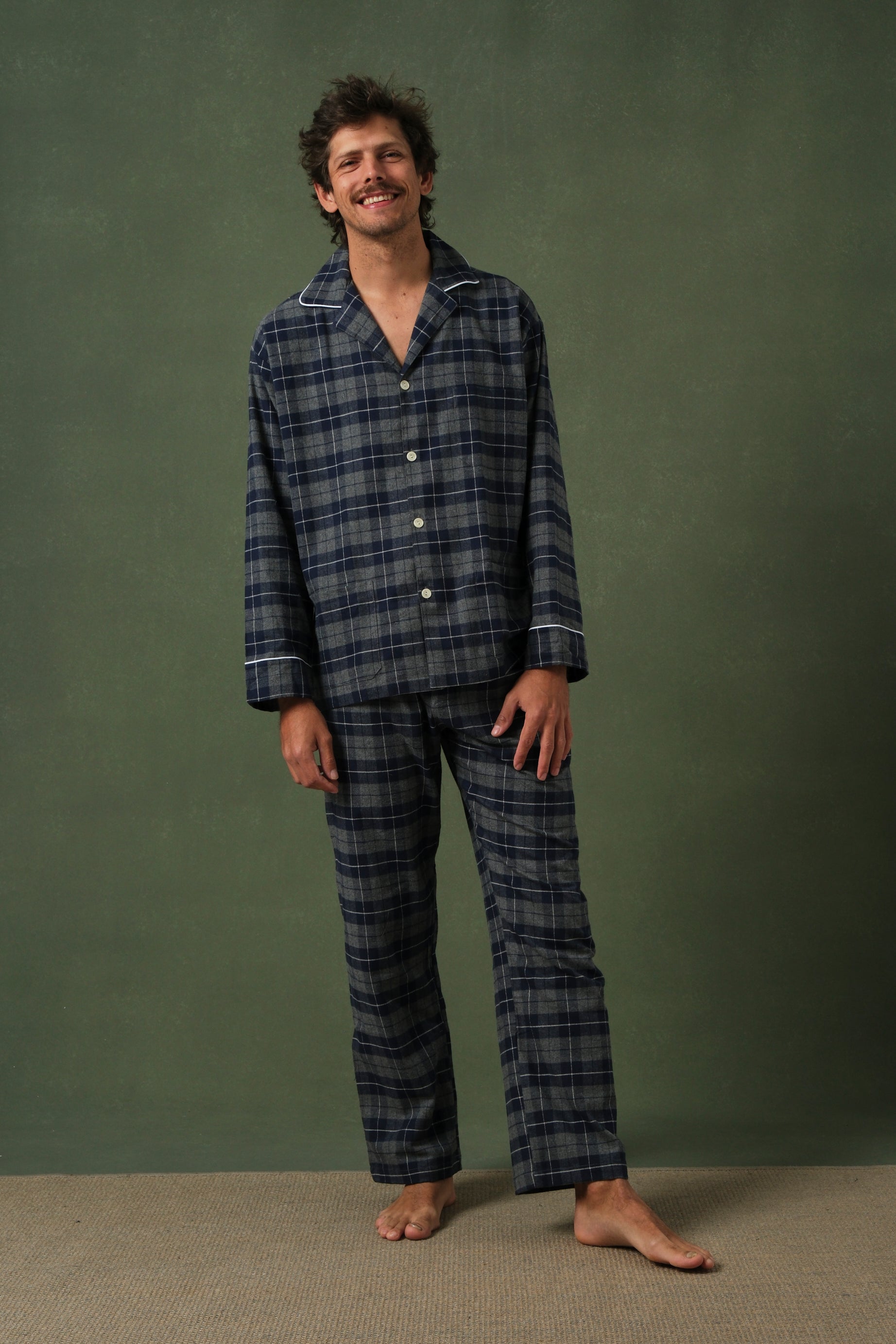 Pijama Hombre Cuadro Escocés Navy