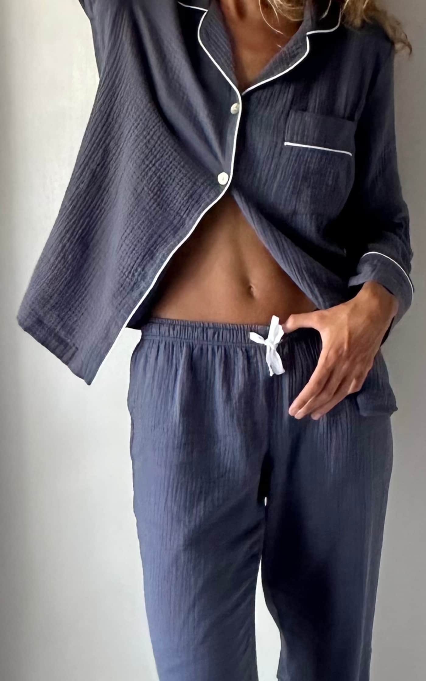 Pijama Largo Mujer Bambula gris antrazita