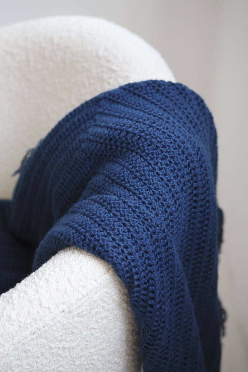 Indigo Blue Merino Wool Shawl